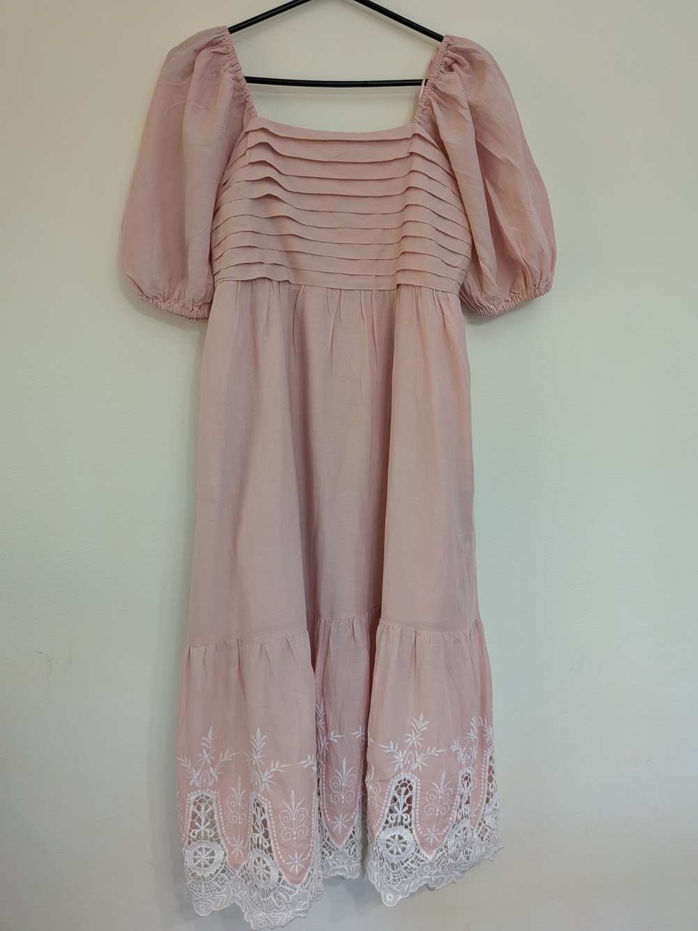 LC Lauren Conrad Blush Pink Ruffled Bohemian Neckline Dress